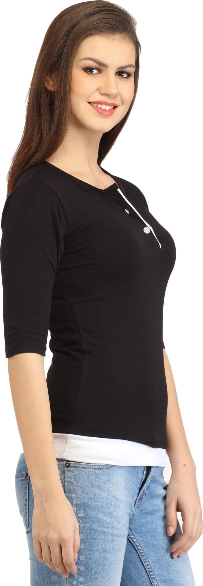 Cation Casual 3/4 Sleeve Solid Women's Top view 5