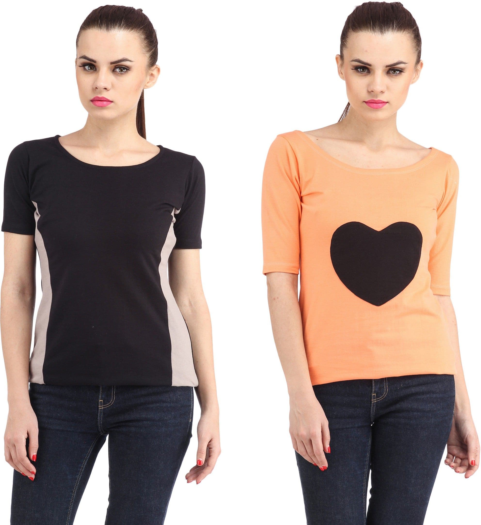 Cation Casual Short Sleeve, 3/4 Sleeve Solid Women's Top