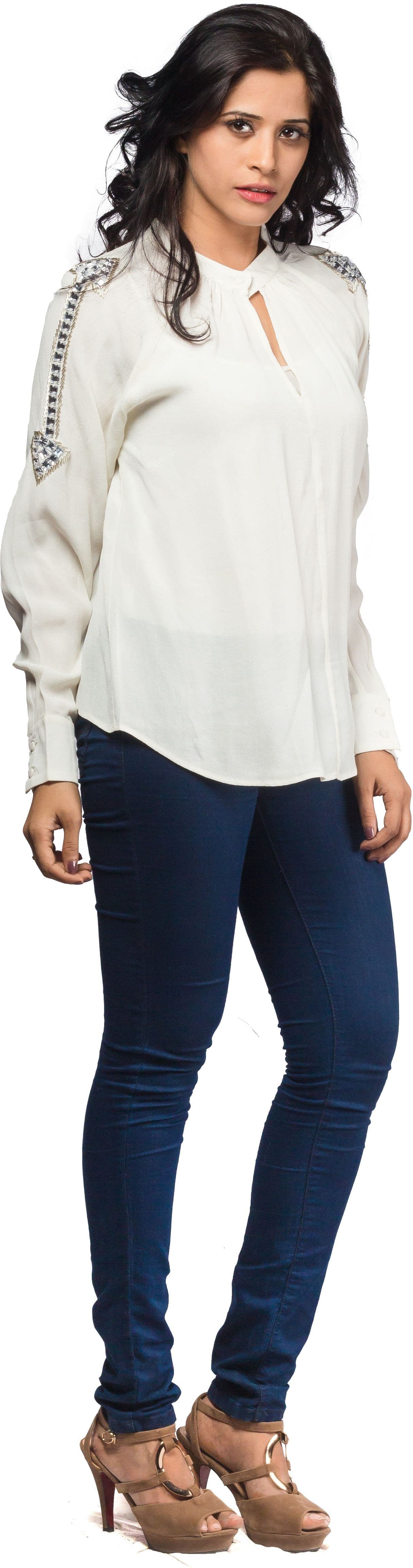 Aaliya Festive Full Sleeve Solid Women's Top view 3