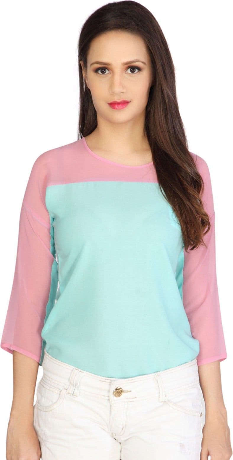 Iamyou Casual 3/4 Sleeve Solid Women's Top view 2