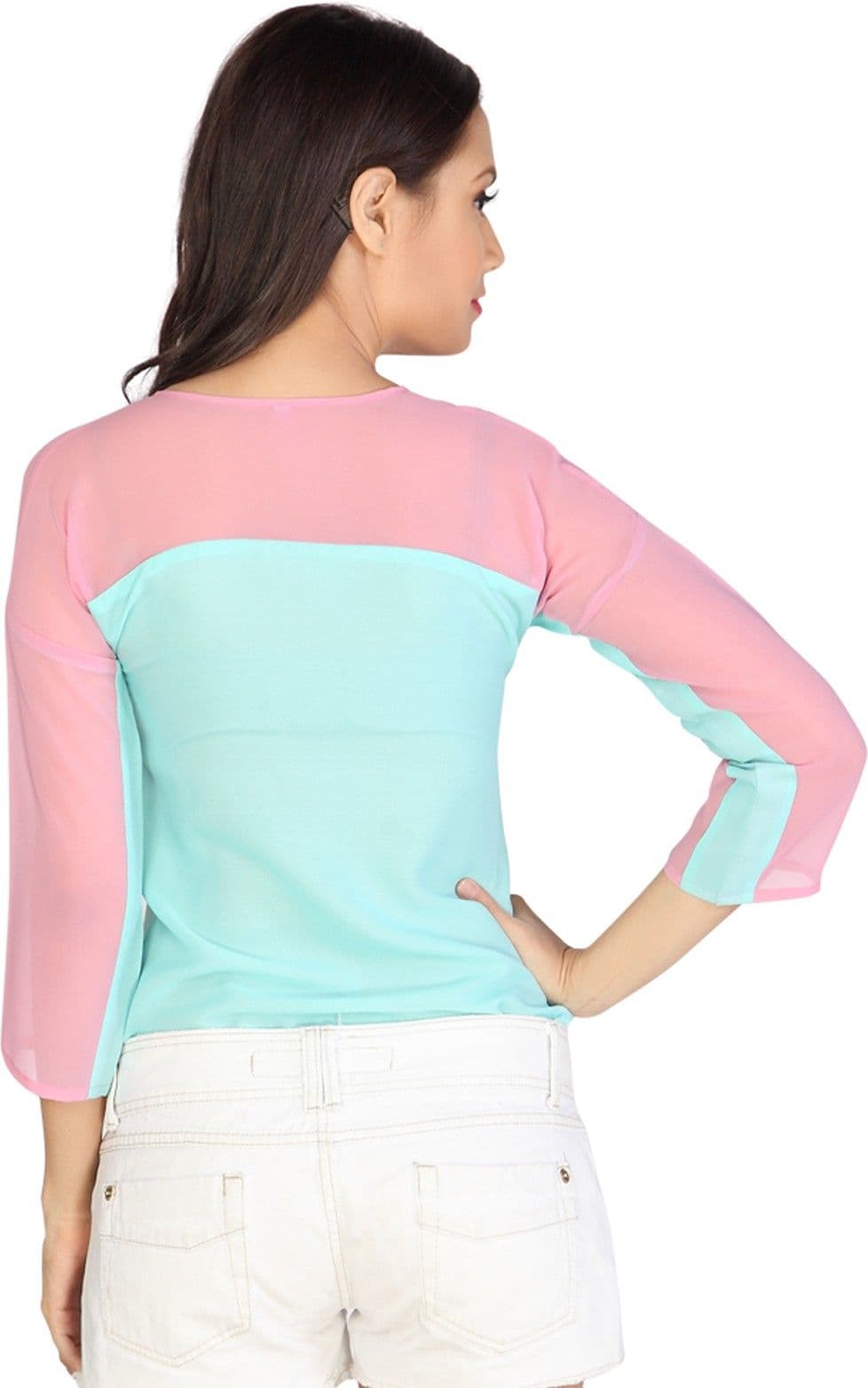 Iamyou Casual 3/4 Sleeve Solid Women's Top view 4