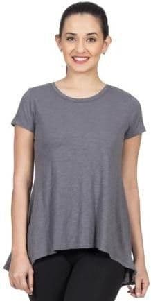 VRTYA Casual Short Sleeve Solid Women's Grey Top view 2