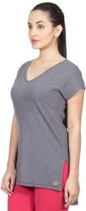 VRTYA Casual Short Sleeve Solid Women's Grey Top view 4