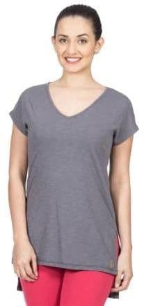VRTYA Casual Short Sleeve Solid Women's Grey Top view 2