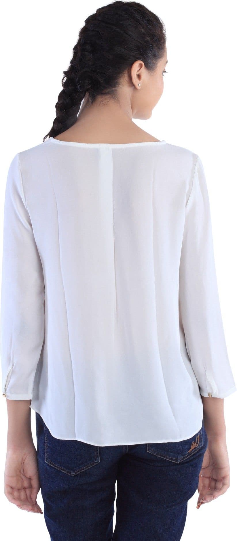 Dewberries Formal 3/4 Sleeve Solid Women's Top view 2