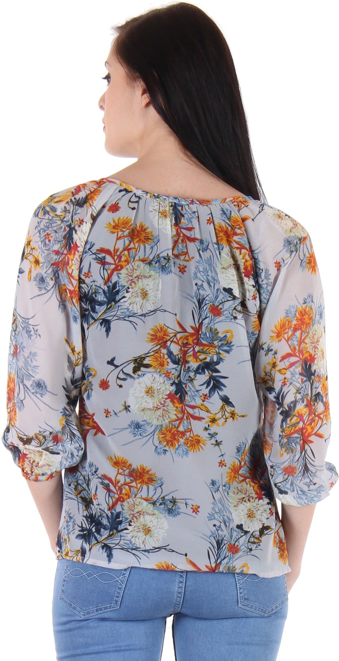 BONHEUR Casual 3/4 Sleeve Floral Print Women's Top view 4
