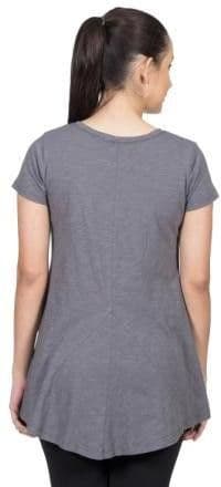 VRTYA Casual Short Sleeve Solid Women's Grey Top view 3