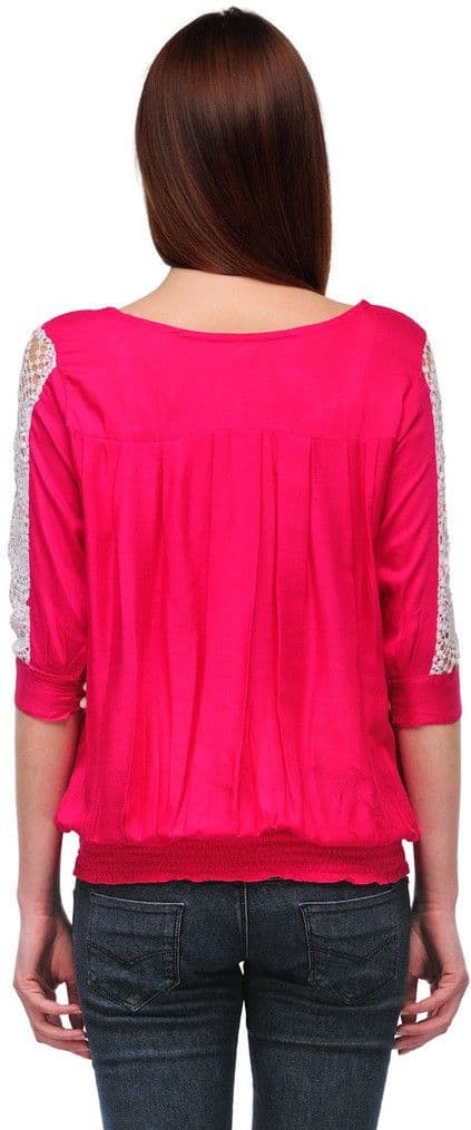 esoft Casual 3/4 Sleeve Solid Women's Top view 5