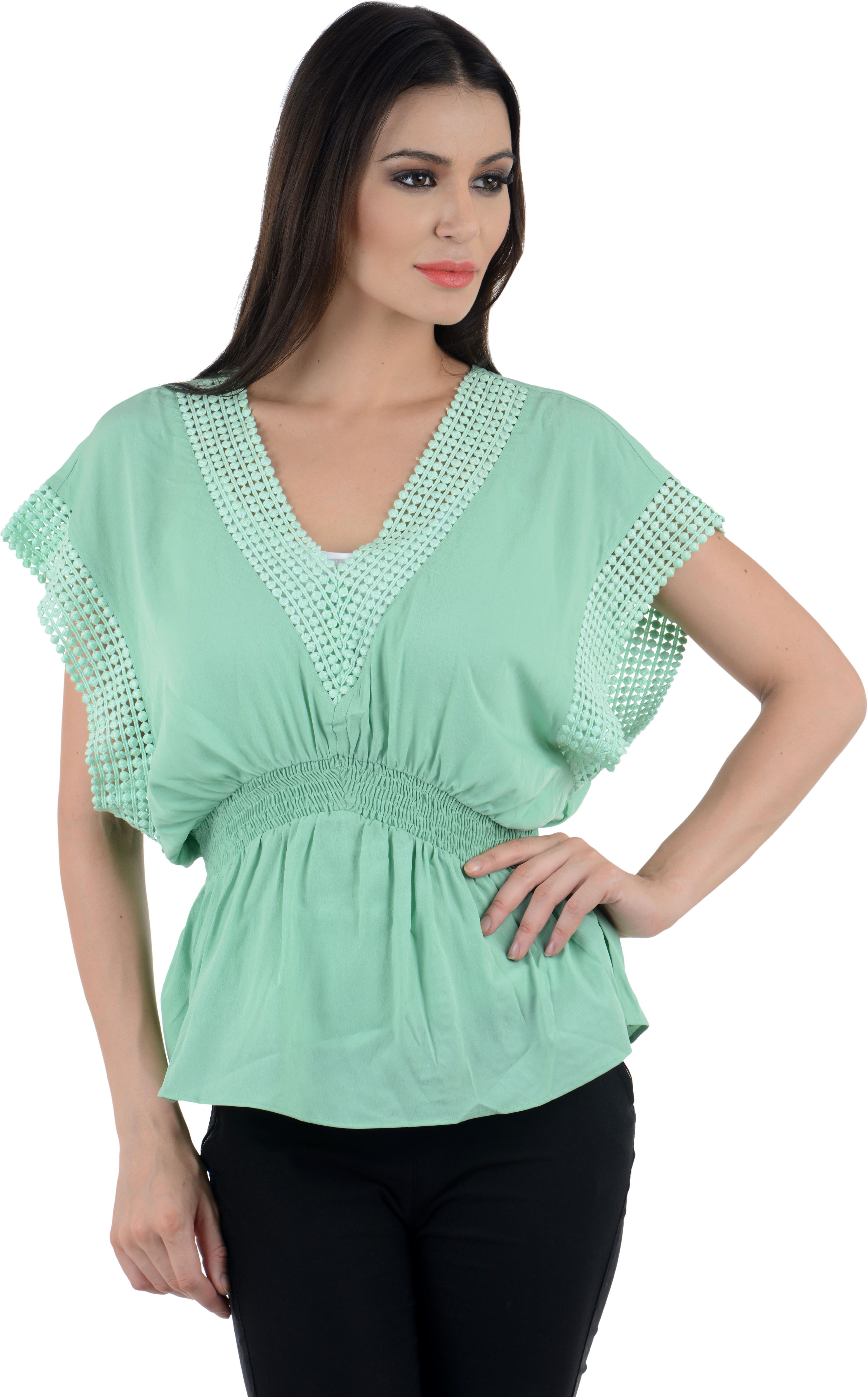 F&S Casual, Party Short Sleeve Self Design Women's Top view 2