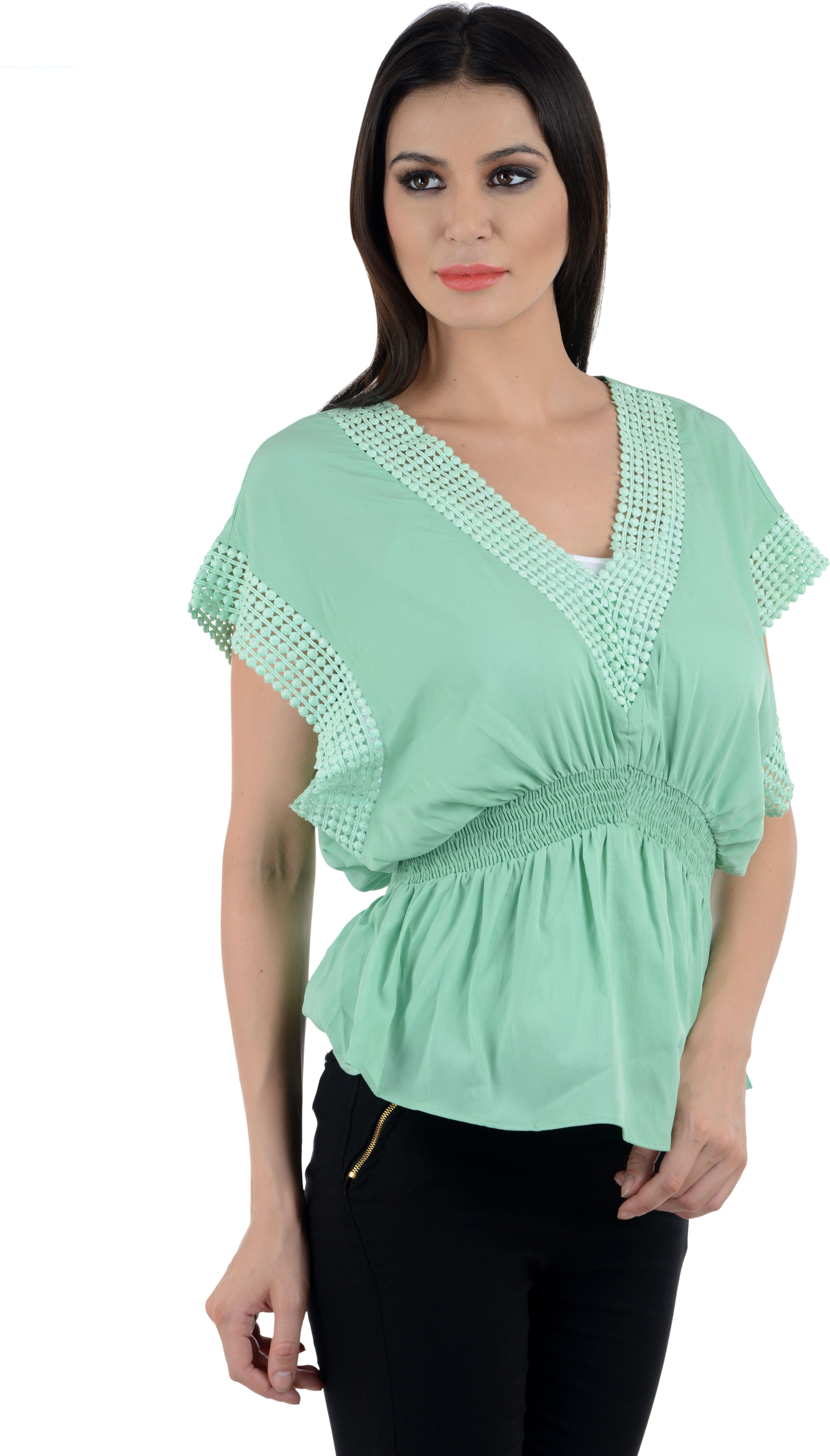 F&S Casual, Party Short Sleeve Self Design Women's Top view 4