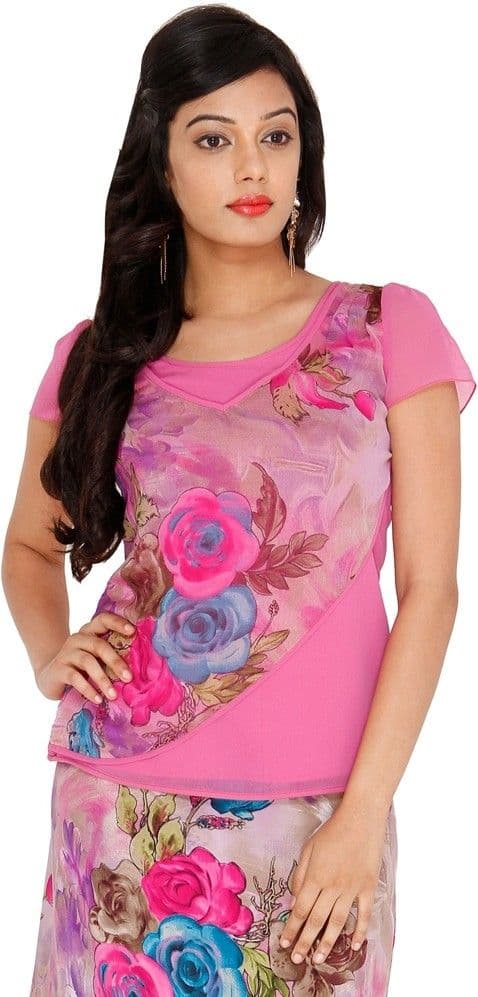 Majori Casual, Festive, Party Short Sleeve Floral Print Women's Top view 2