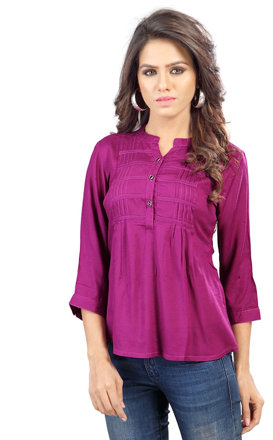 SFDS Casual, Party, Wedding 3/4 Sleeve Solid Women's Top