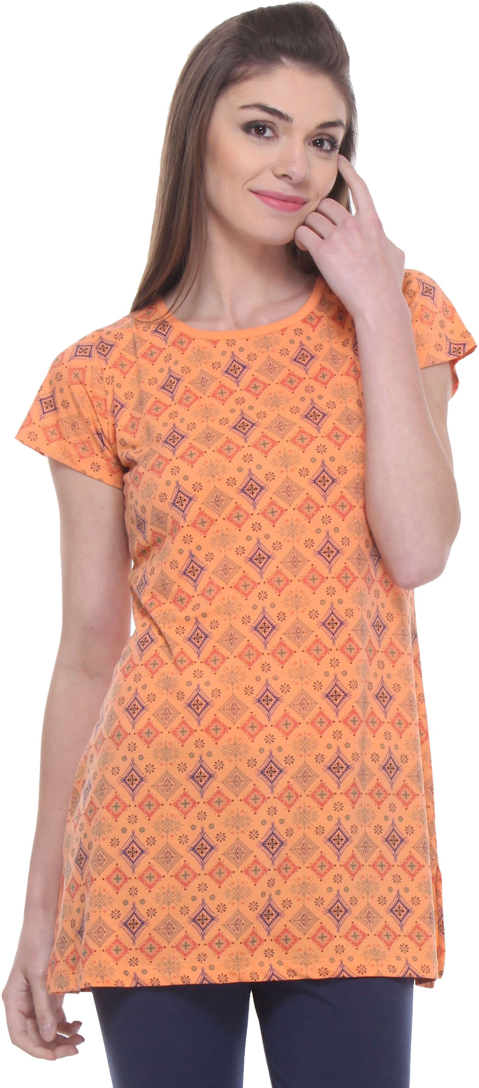 TAB91 Casual Short Sleeve Printed Women's Top