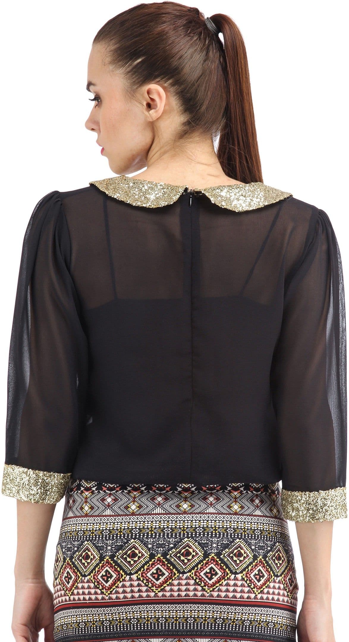 Cation Casual 3/4 Sleeve Solid Women's Top view 3