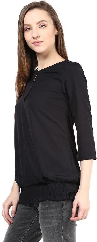 The Vanca Casual 3/4 Sleeve Solid Women's Top view 4