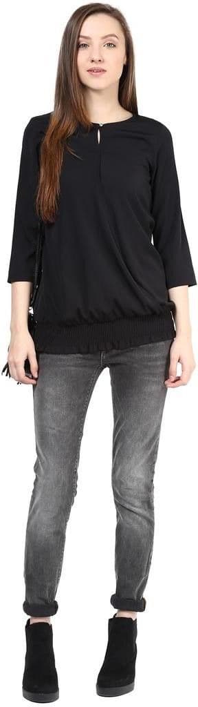 The Vanca Casual 3/4 Sleeve Solid Women's Top view 5