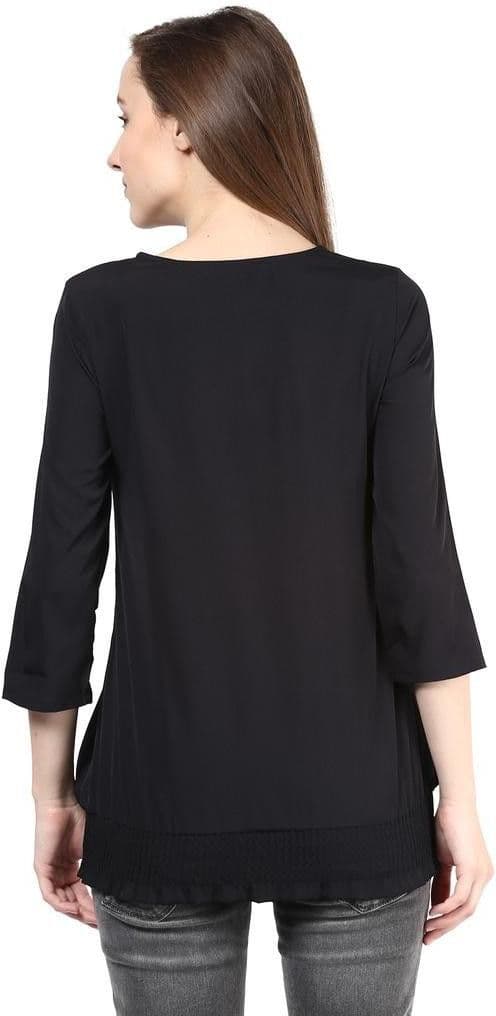 The Vanca Casual 3/4 Sleeve Solid Women's Top view 3