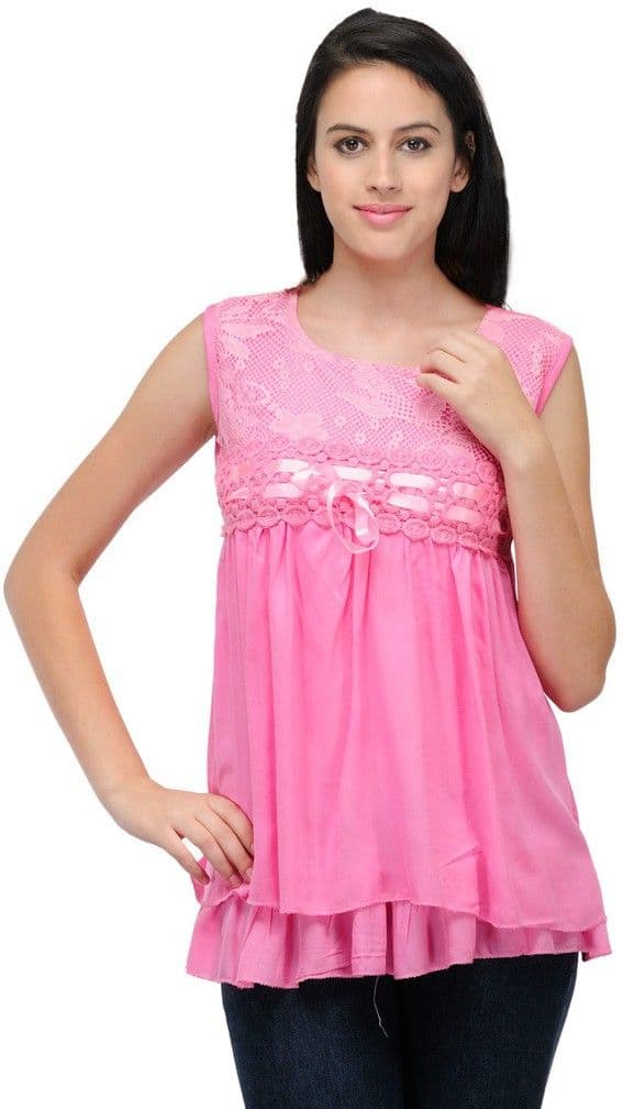 esoft Casual Sleeveless Solid Women's Top