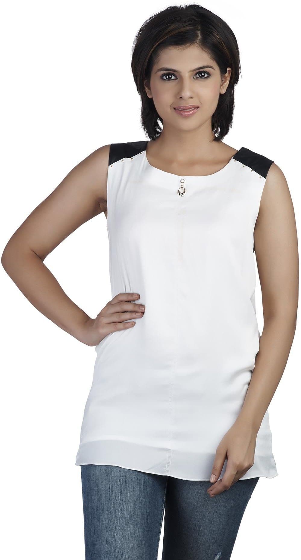 Soie Casual, Festive, Formal, Lounge Wear, Party Sleeveless Solid Women's Top