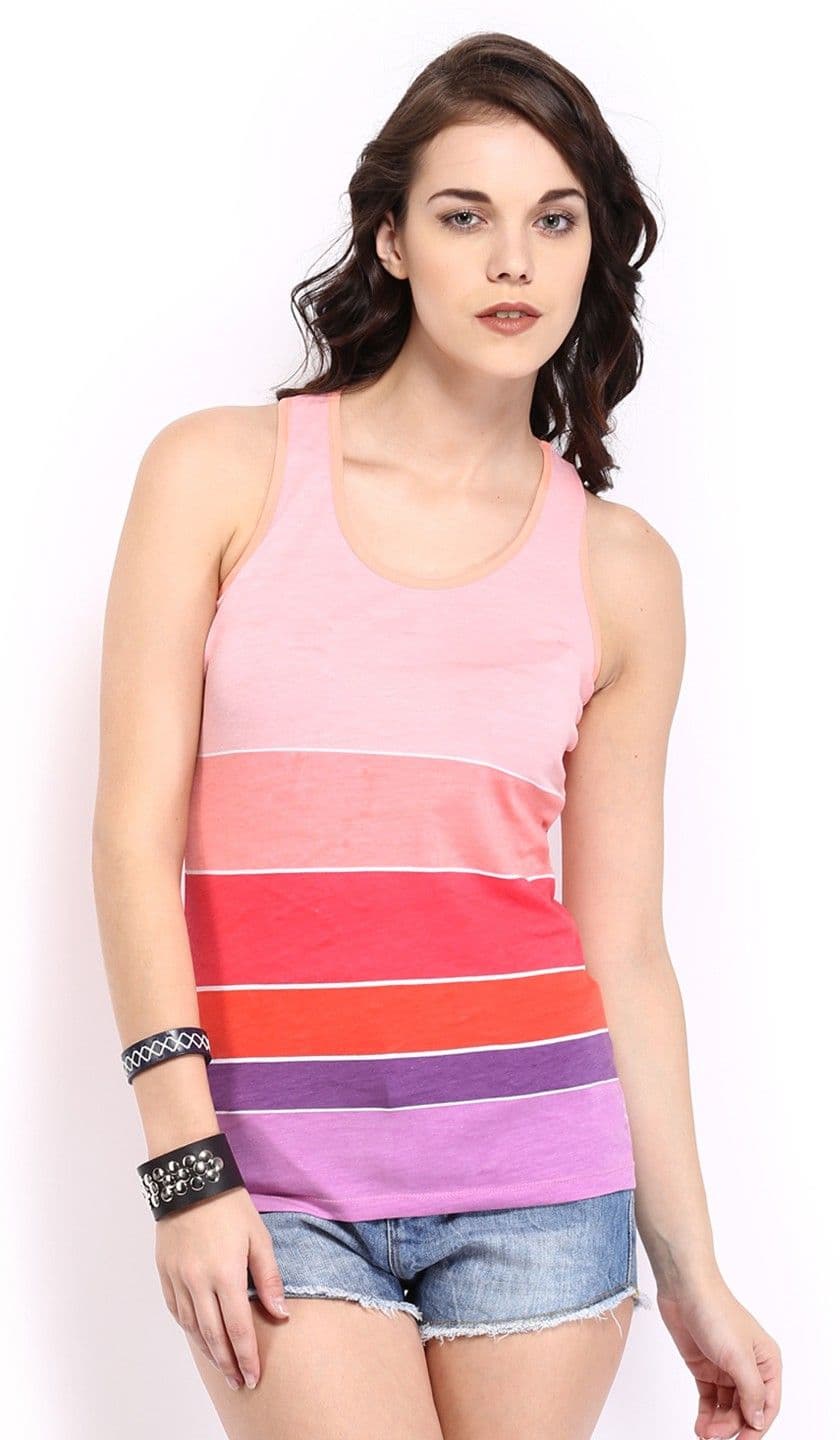 HRX Casual Sleeveless Striped Women's Top