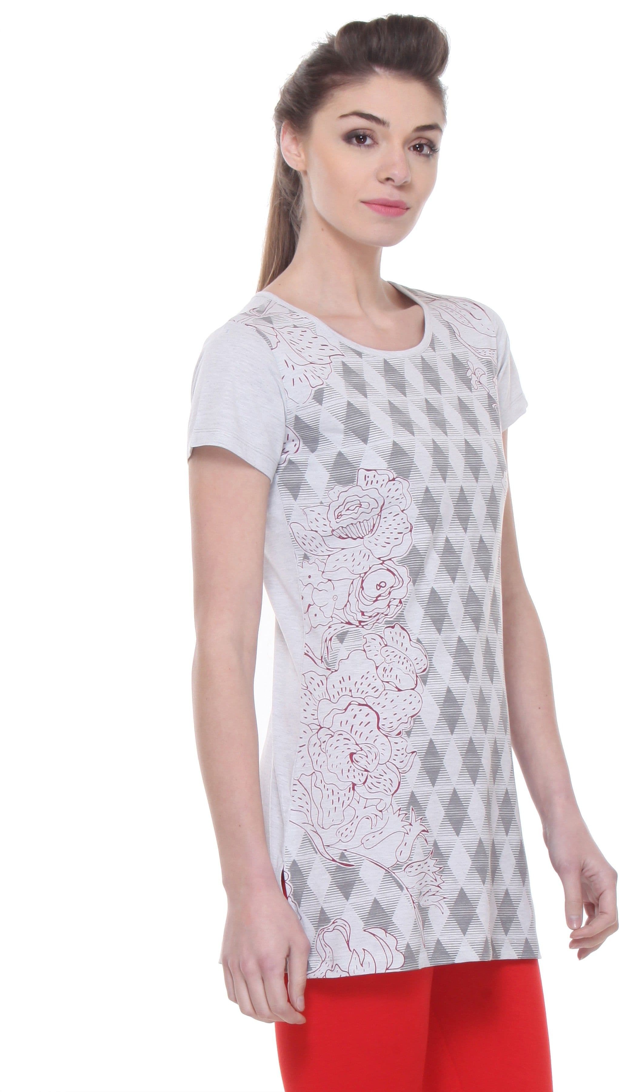 TAB91 Casual Short Sleeve Printed Women's Top view 2