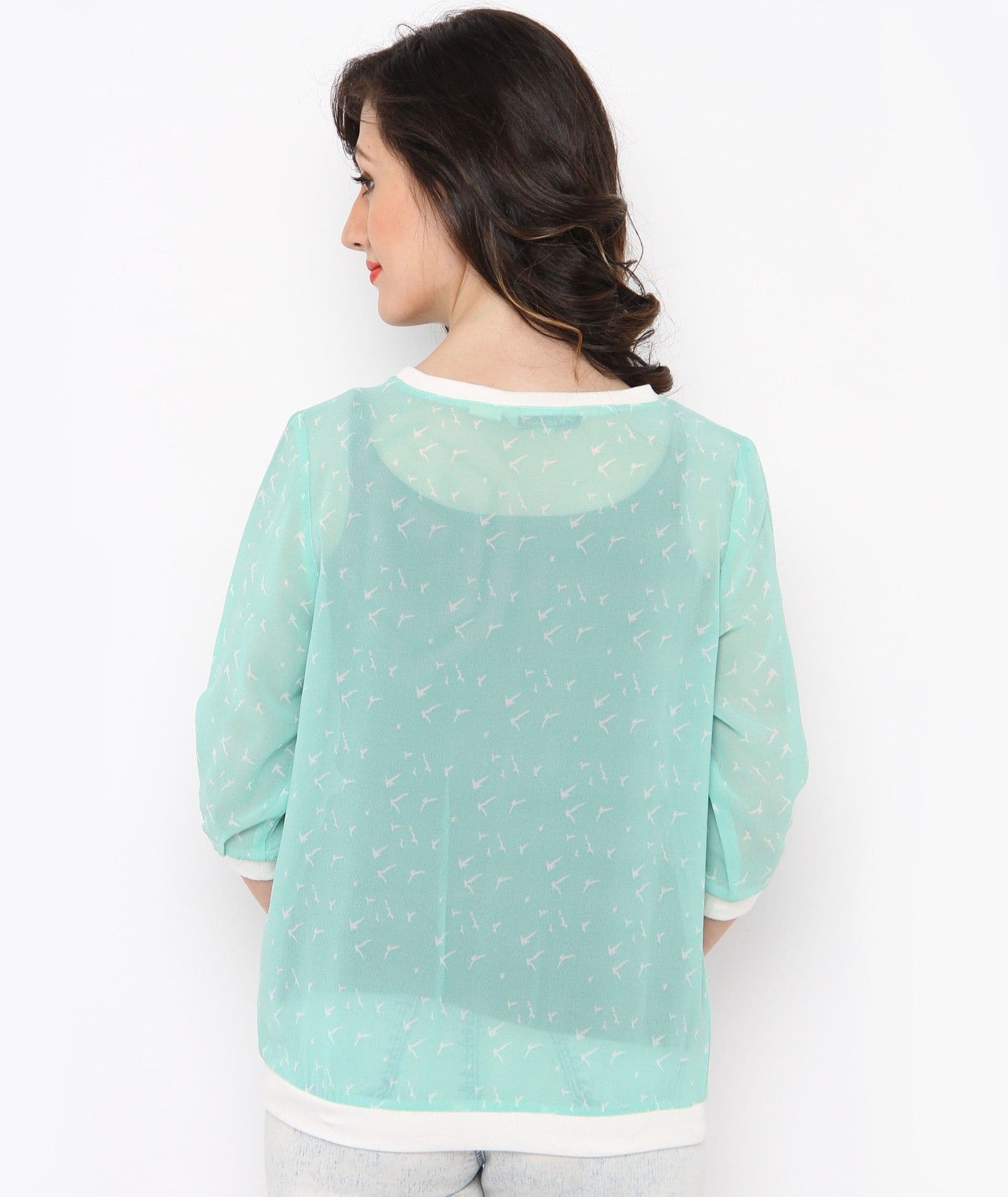 Philigree Casual 3/4 Sleeve Printed Women's Top view 3