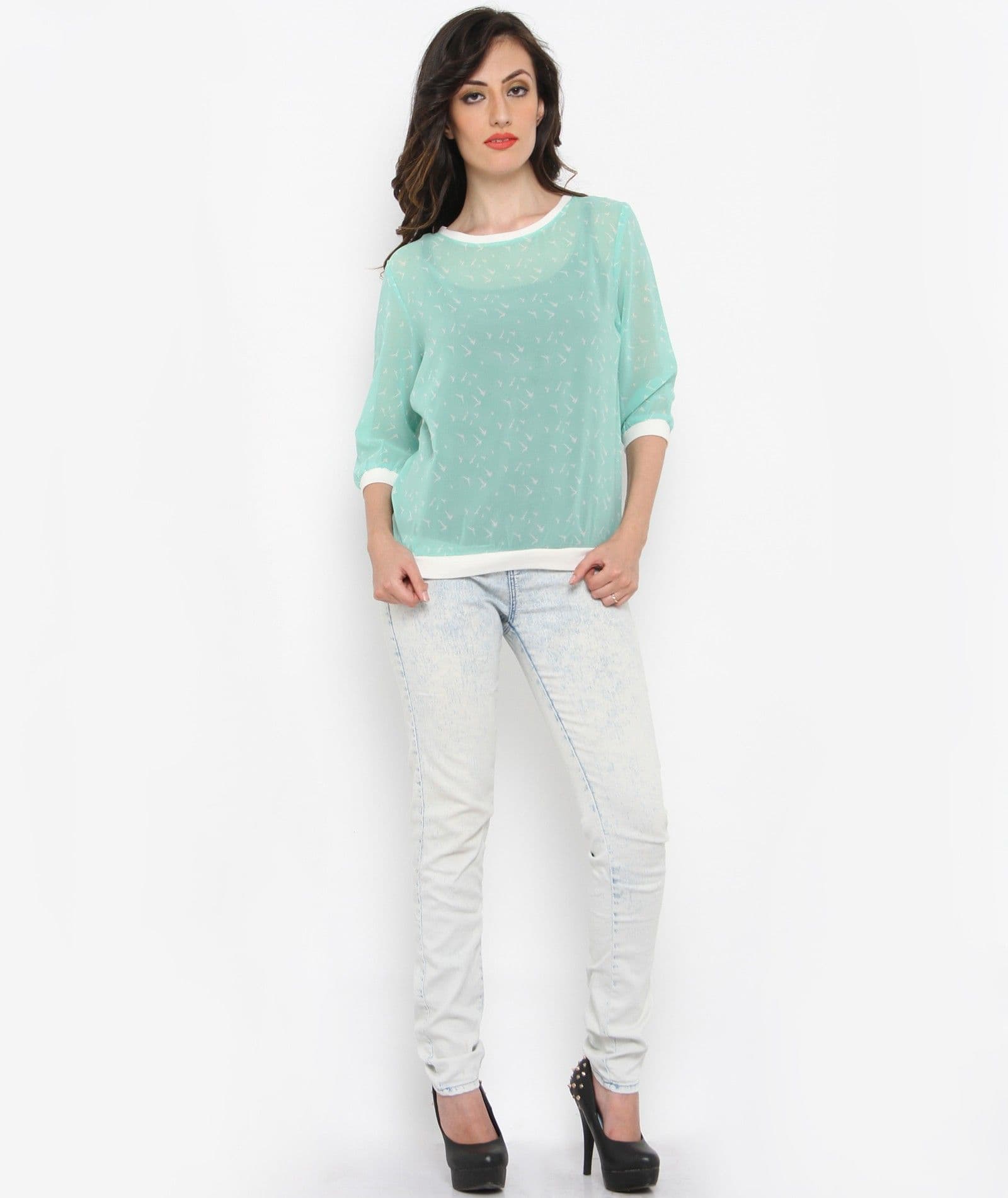 Philigree Casual 3/4 Sleeve Printed Women's Top view 6