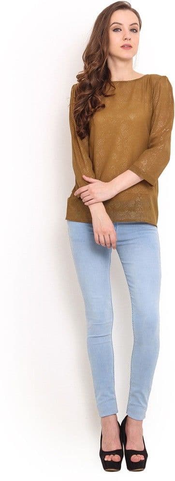 Trend Arrest Casual 3/4 Sleeve Solid Women's Top view 4