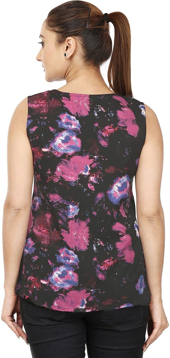 Coash Casual Sleeveless Printed Women's Black, Pink Top view 4