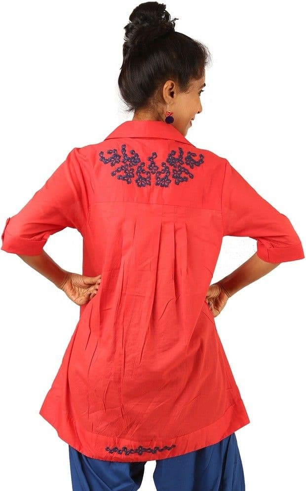 INDRICKA Casual Roll-up Sleeve Solid Women's Top view 3