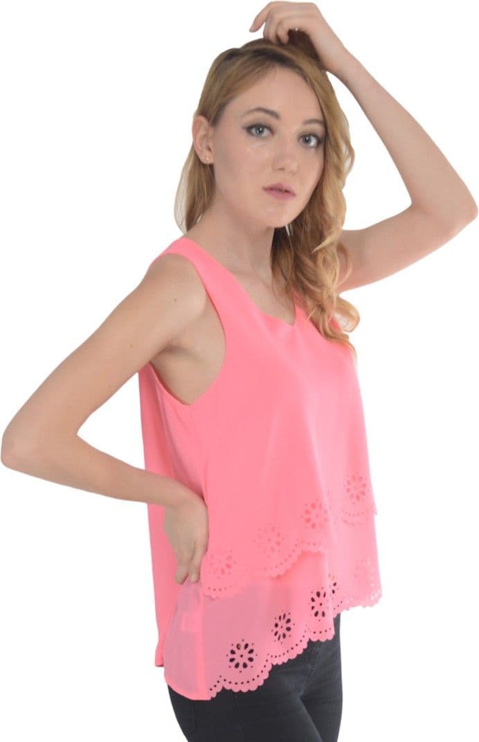 Trend Notes Casual Sleeveless Solid Women's Pink Top view 4