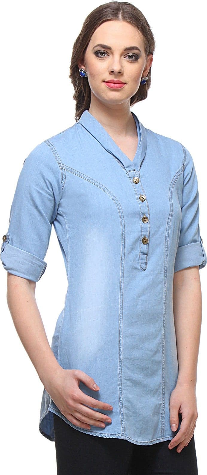 Zoysia Casual 3/4 Sleeve Solid Women's Top view 5