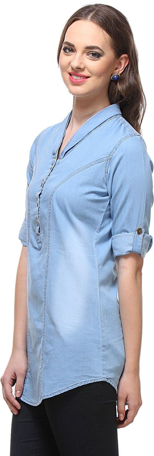 Zoysia Casual 3/4 Sleeve Solid Women's Top view 3