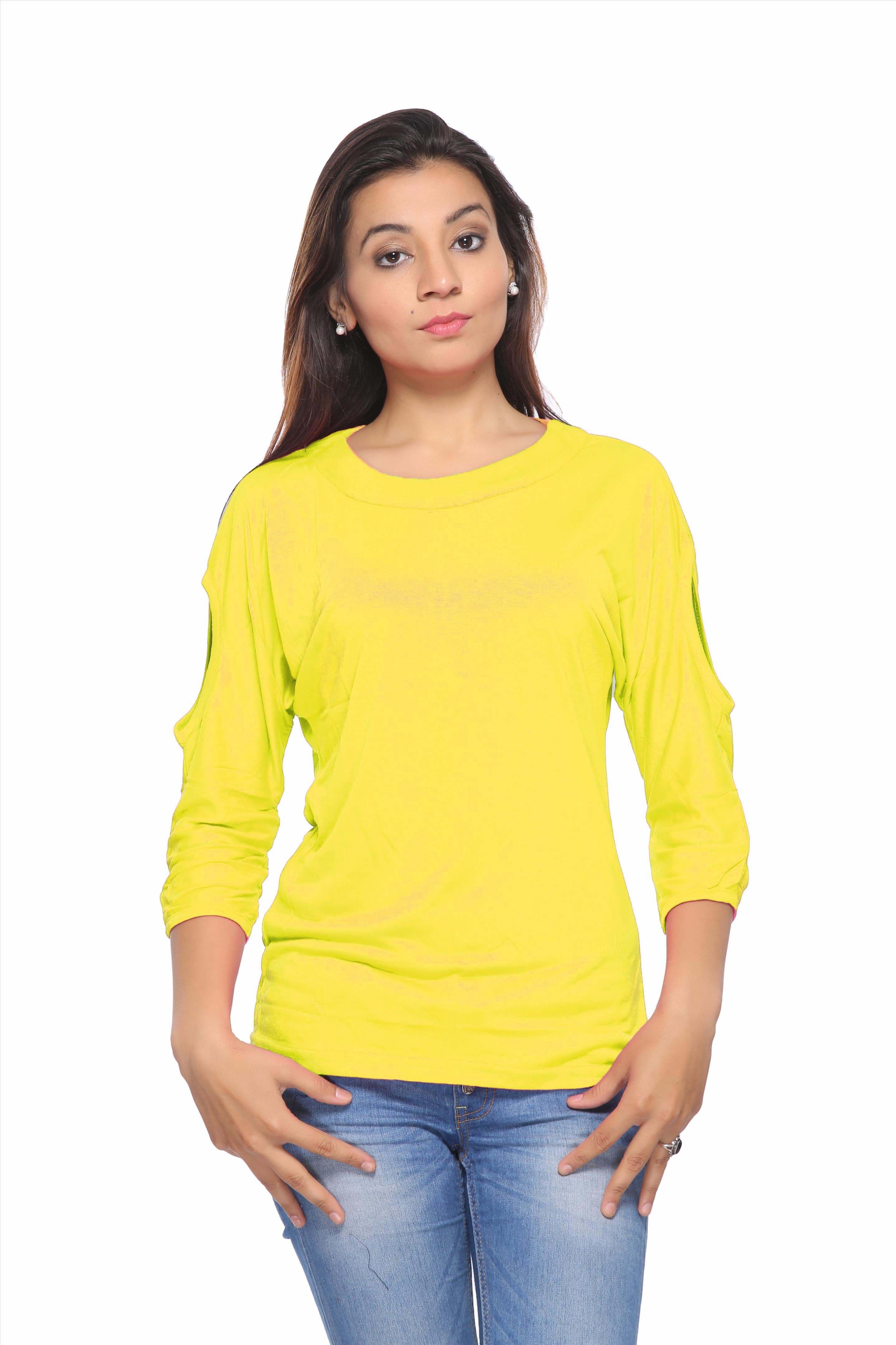 Fabpoppy Casual 3/4 Sleeve Solid Women's Top
