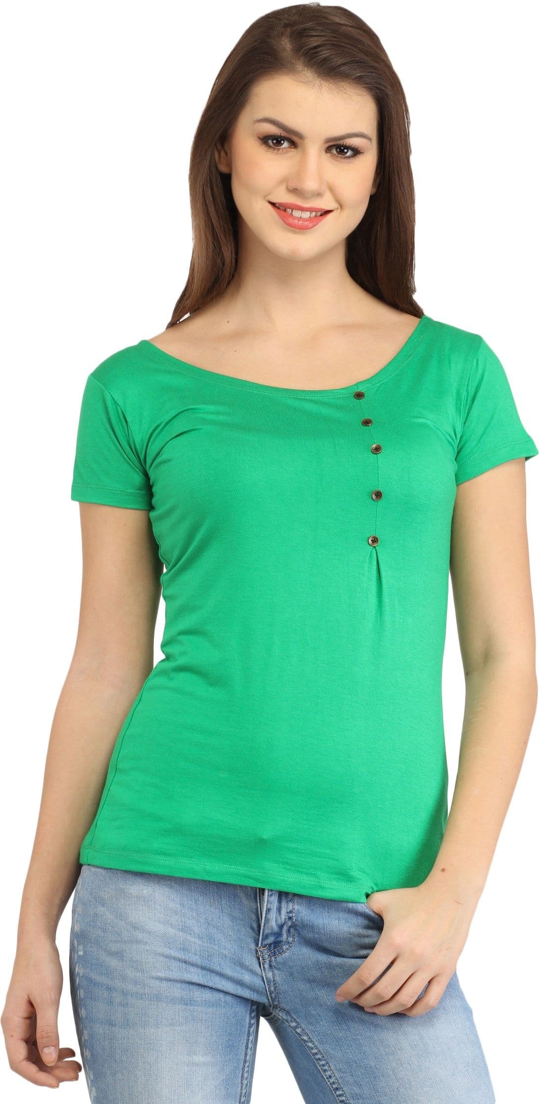 Cation Casual Short Sleeve Solid Women's Top