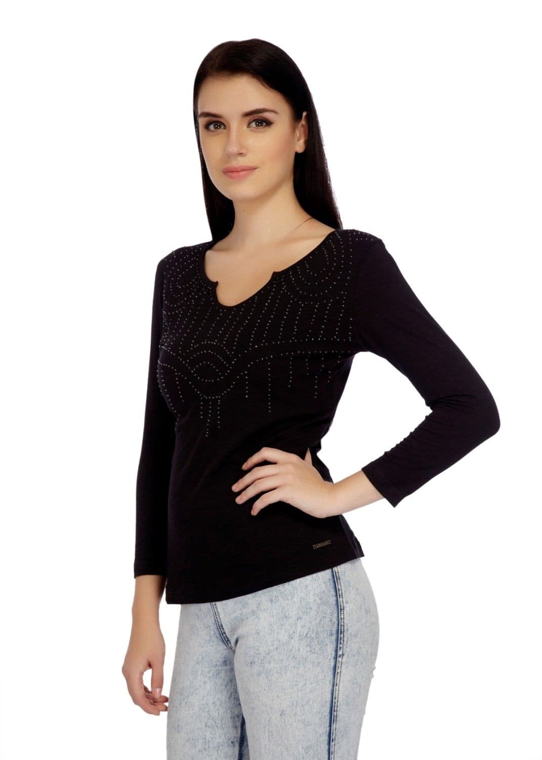 Meish Casual Full Sleeve Embellished Women's Top view 3