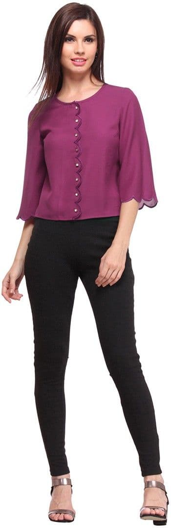 Nineteen Casual Bell Sleeve Solid Women's Top view 2