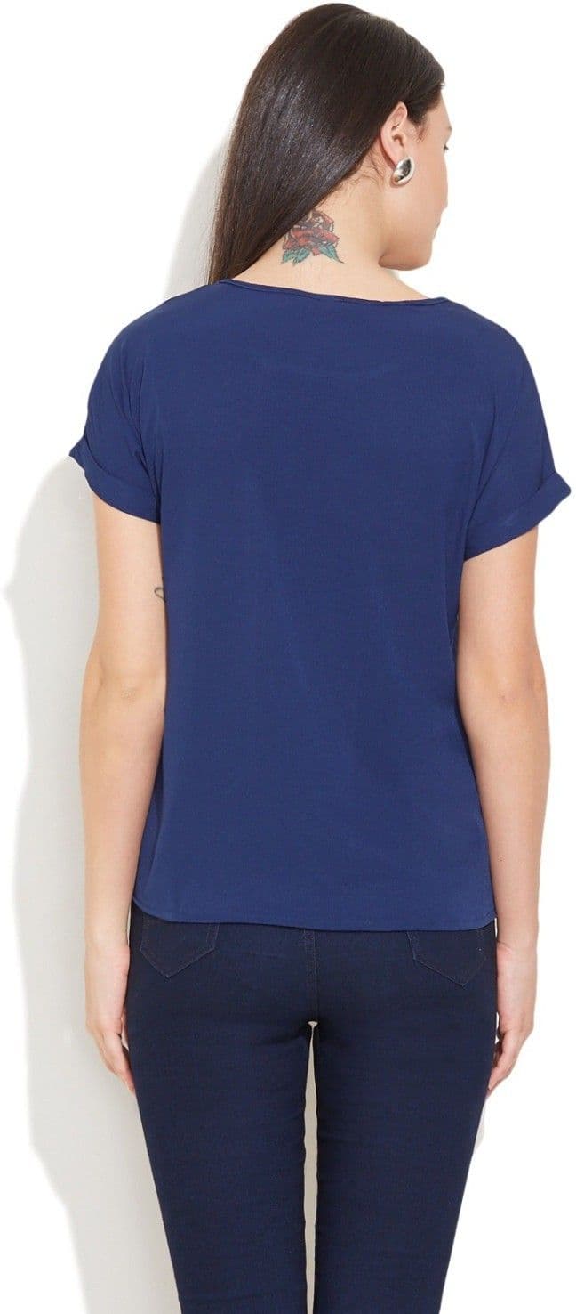 Popnetic Casual Short Sleeve Solid Women's Top view 3