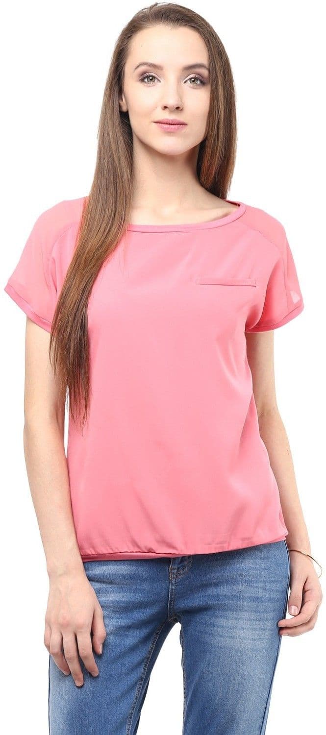 Harpa Casual Short Sleeve Solid Women's Top