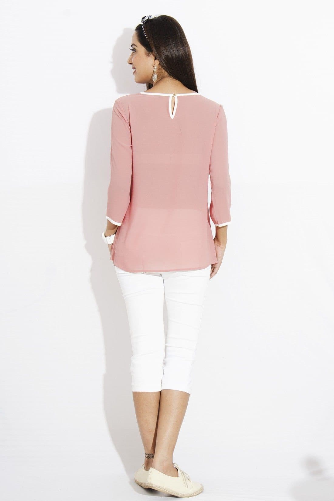IDK Casual 3/4 Sleeve Solid Women's Top view 4