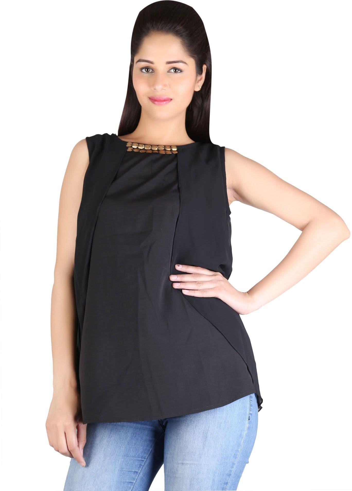 Rute Casual Sleeveless Embellished Women's Top