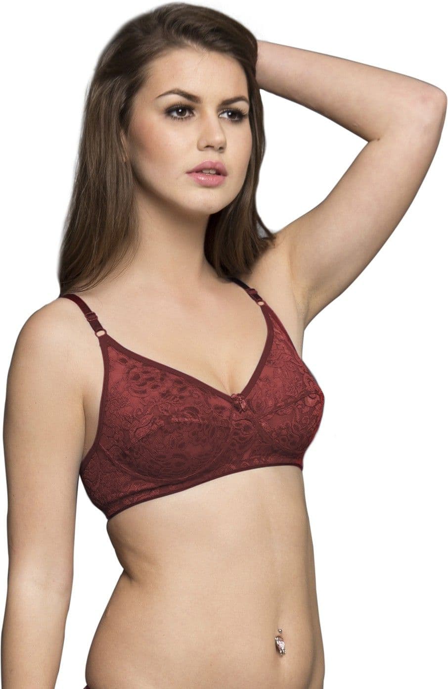 Clovia Non Wired Bra In Deep Maroon Women's Full Coverage Bra view 2