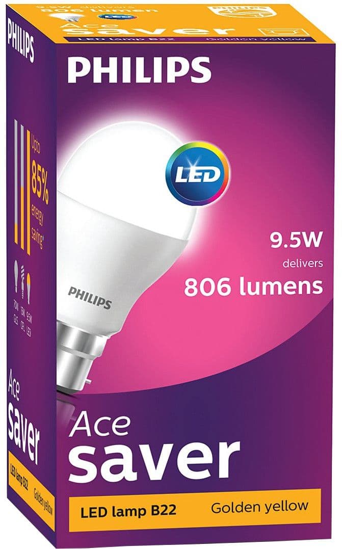 Philips 9.5 W LED B22 3000K A55 IND Bulb view 2