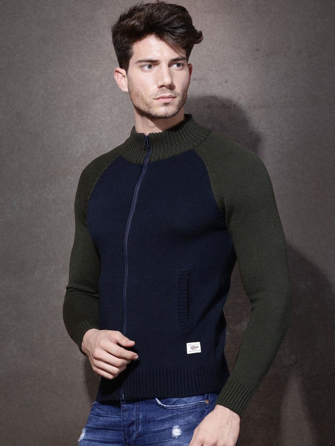 Roadster Men's Zipper Solid Cardigan view 2