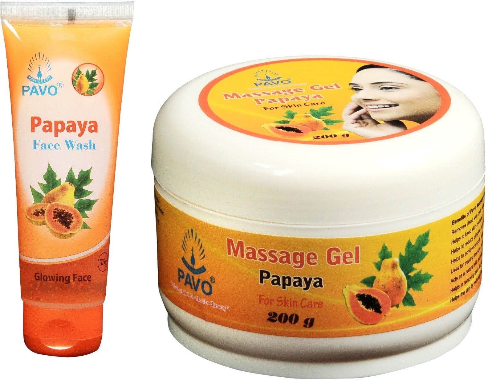 Pavo Papaya Face Wash & Massage Gel Combo Kit Combo Set