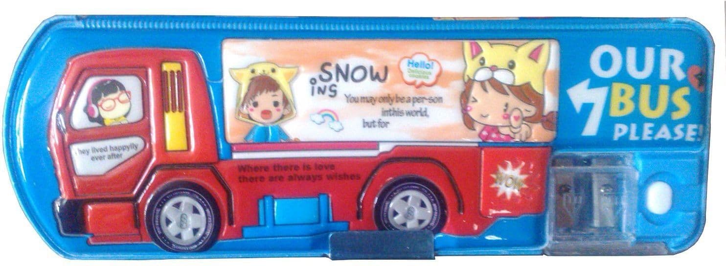 Karta School Bus with Dual Sharpner Art Plastic Pencil Box