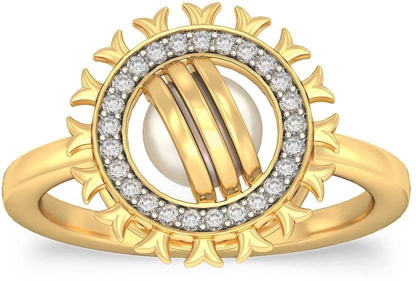 BlueStone The Golden Arm Yellow Gold Diamond, Pearl 18 K Ring view 4