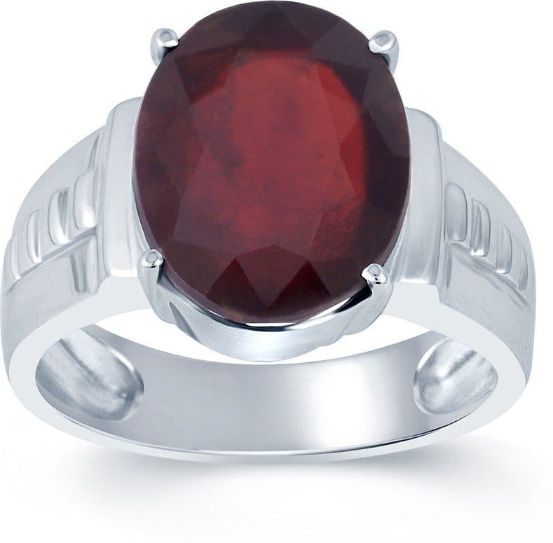 G-Luck Gomed Stone Weight - 12.3 Carat / 14.47 Ratti Silver Garnet Ring view 3
