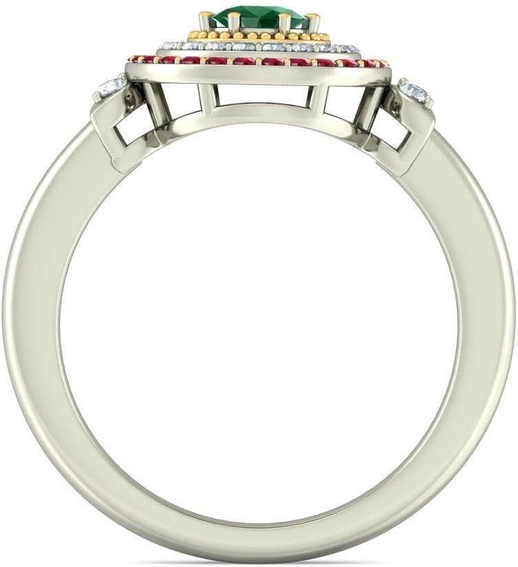 BlueStone The Rajeshwari White Gold Diamond, Emerald, Ruby 18 K Ring view 5