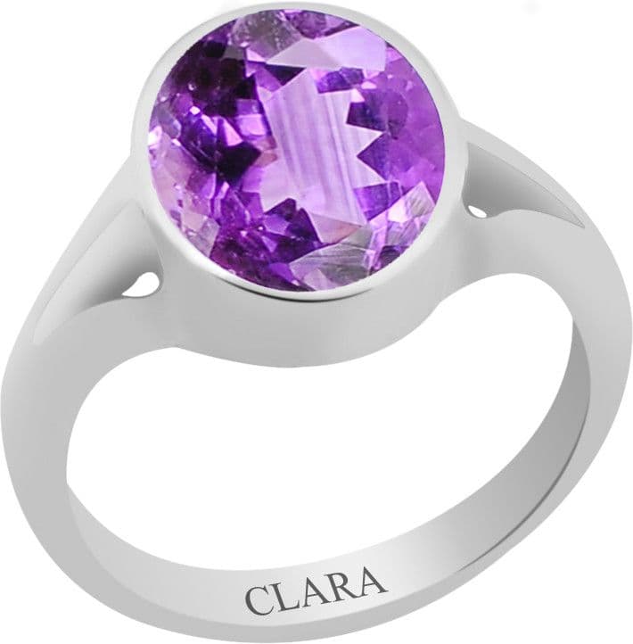 Clara Certified Katela 8.3 cts or 9.25 ratti Zoya Sterling Silver Amethyst Ring view 2
